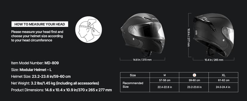 VEVOR Motorcycle Helmet DOT Approved, Adult Motocross Dirt Bike Helmet with Large Clear Visor, Comfortable Motorbike Racing Street with Detachable Liner for Men & Women