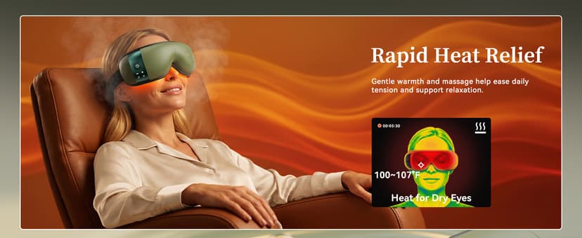 35dB, Lightweight Eye Massager, Gift for Women Husband, for Home, Office, and Travel ReliefRX Ultra-Quiet Eye Massager with Heat and Cooling, Sage Green B0GJ3CPT77