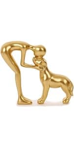 abstract sculpture celebrating the bond between person and pet. Intimate head-to-head Touching memory keepsake for dog lovers Abstract Person and Dog Head-to-Head Figurine Sandstone B0D9JVYT9V