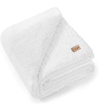 UGG Adalee Faux Fur Throw Blanket Luxury Lightweight Cozy Soft Throw for Couch Bed or Chair Hypoallergenic Machine Washable Double-Sided Fluffy Blanket Home Decor, 50-inch x 70-inch, Natural White