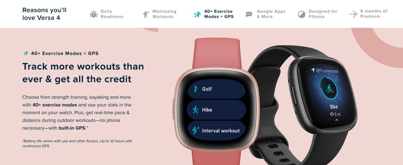 Fitbit Versa 4 Fitness Smartwatch with Daily Readiness, GPS, 24/7 Heart Rate, 40+ Exercise Modes, Sleep Tracking and more, Pink Sand/Copper Rose, One Size (S & L Bands Included)