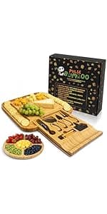 Charcuterie Board Set – Premium Bamboo Cheese Board with Slide-Out Knife Drawer – Complete Hosting Set for Wine Nights & Parties – Perfect Housewarming Gift and Wedding Gift for Couples