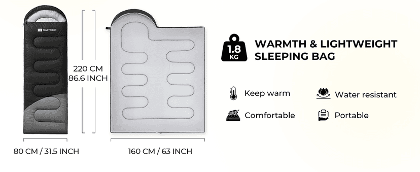 Sleeping Bag for Adults Warm Weather, Compact Lightweight Backpacking Sleeping Bag with Compression Sack, Camping Essentials Gear for Hiking Travel Climbing Outdoor & Indoor Use