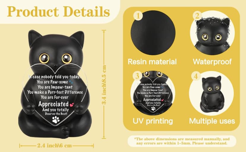 Uplifting Present for Women, Motivational Decor for Office, Affirmation Kitty Figurine, Cat Lover Gifts for Women Appreciation Gift for Cat Lovers, Encouraging Gift for Cat Lovers, XXS22 B0G12RSTWW