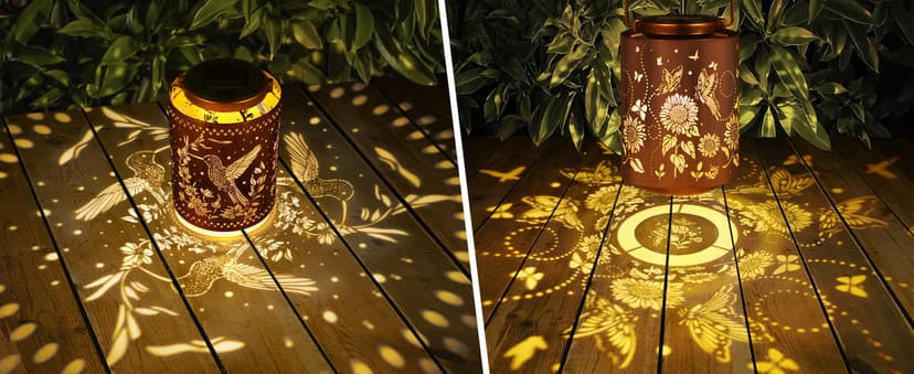 Hummingbird Solar Lanterns Garden Decor Birthday Gifts for Women Mon Grandma Metal Hanging Solar Lights Waterproof Outdoor Decoration for Outside LED Lanterns for Yard Patio Lawn Pathway Landscape