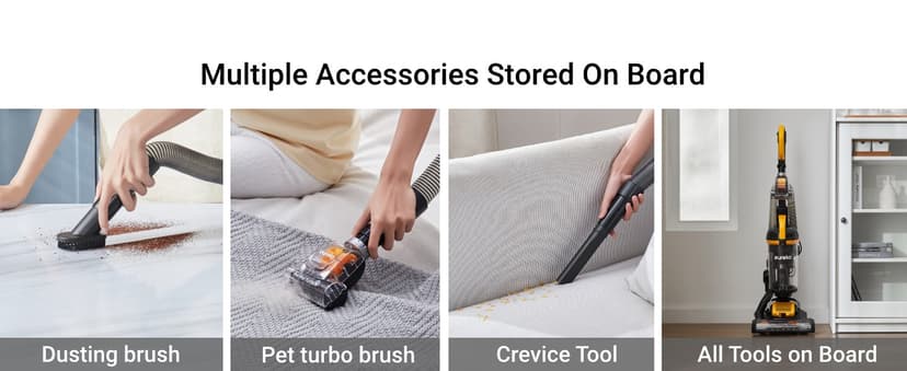 Eureka Powerful Upright Vacuum Cleaner for Home Pet Hair, Lightweight Household Upright Vacuum for Carpet and Hard Floor, MaxSwivel Pro NEU350 with Pet Tool, Yellow