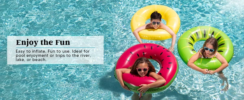 JOYIN Inflatable Swim Tube Raft (3 pack) with Summer Fruits Painting, Pool Toys for Swimming Pool Party Decorations