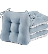 BETU Chair Cushions for Dining Chairs Set of 4,3.5" Thick Kitchen Table Chair Pads with Ties,Non Slip Backing and Covers, Seat Cushion for Dining Room,Bar,Patio Chairs,15.5"X15.5"X3.5",Beige