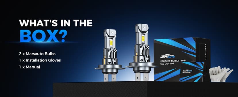 Marsauto H7 Light Bulbs, 30000LM 800% Brighter Bulbs, Real Mini Size 6000K Cool White IP68 Waterproof, Plug and Play