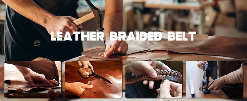 BELTROAD Braided Leather Belt for Men Casual Jeans Golf, Men's Leather Woven Alloy Buckle Hand Braided Belts Gift for Men