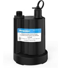 Acquaer 1/4 HP Automatic Swimming Pool Cover Pump, 2250 GPH Submersible Sump Pump with 3/4” Check Valve Adapter & 25ft Power Cord, Water Removal for Pool, Hot Tubs, Rooftops, Water Beds and more