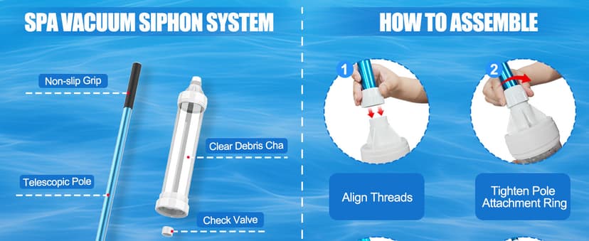 Paradise Power Spa Vac 6250 Compatible HotTub Vacuum-Cordless, No Batteries, Sucks UpRocks, Leaves in Spas, Hot Tubs, Pool Steps