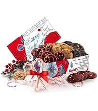 David's Cookies Christmas Cookies Gift Box - Fresh Baked Assorted Mini Cookies in Winterwonderland Tin with Chocolate Chip, White Chocolate Chip & Red Velvet - Gourmet Holiday Food Gift Basket