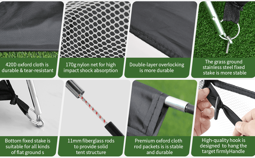 Golf Net, 10x7ft Practice Net with Tri-Turf Mat, All-in-1 Home Golf Hitting Aid for Backyard Driving Chipping Swing Training, Black