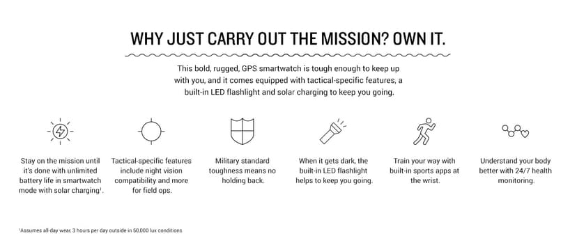 Garmin Instinct 2X Solar - Tactical Edition, Rugged GPS Smartwatch, Built-in Flashlight, Ballistics Calculator, Solar Charging Capability, Coyote Tan