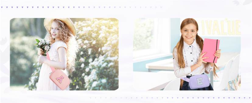 COSHAYSOO Green Belt Bag Crossbody Initial Fanny Pack Preppy Trendy Stuff for Teen Flower Girls 5 6 7 8 9 10 Year Old Personalized Cute Wedding Party Bridesmaid Birthday Easter Gift Letter M