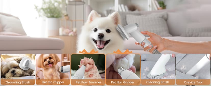 Dog Grooming Vacuum and Kit, Clipper Nail Trimmer Grinder, 2.5L Dust Cup 7 Grooming Tools 11000Pa Pet Vacuum for Shedding Grooming, Dog Hair Vacuum, Home Cleaning, PG50 Plus