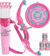 JOYIN Kids Bow and Arrow Set, LED Light Up Archery Toy Set with 9 Suction Cup Arrows, Target & Arrow Case, Indoor and Outdoor Hunting Play Gift Toys for Kids, Boys & Girls Ages 6-12