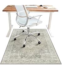 36"x48" Office Chair Mat for Hardwood Tile Floor, Under Desk Carpet Protector for Rolling Computer Chair Mat, Machine Washable Area Rug, Anti-Slip 1/5" Thick Low Pile Thin Vinyl Floor Mat, Taupe