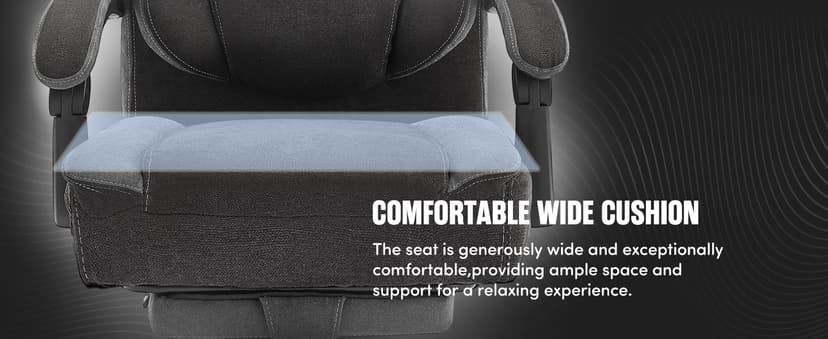 Massage Office Chair with Foot Rest,6-Point Vibration & Heat Executive Office Chairs,Ergonomic Computer Chair for Heavy People,Big and Tall Fabric Office Chair,Recliner with Padded Armrest,BlackGrey