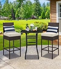 Yaheetech Set of 2 Stackable Outdoor Rattan Dining Chairs, All-Weather Firepits Armchair w/Armrests, Steel Frame for Garden, Patio, Deck, Yard, Poolside, Gray