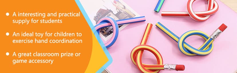 OJYUDD Flexible Bendy Pencil,35 PCS Flexible Soft Pencil Colorful Stripe Soft Pencils with Eraser as Gift for Students or Children B07GVDPM1D