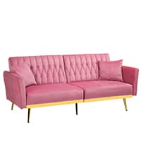 Upholstered Chaise Lounge with Right Armrest & Lumbar Pillow,Button Tufted Lounge Sofa with Storage,Lounge Chair Indoor,Modern Velvet Lounge Chair for Bedroom, Living Room and Office,Blue