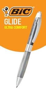 BIC Glide Bold Black Ballpoint Pens, Bold Point (1.6mm), 4-Count Pack, Retractable Ballpoint Pens With Comfortable Full Grip