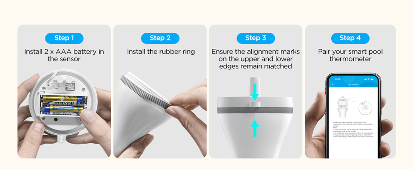 GoveeLife Smart Pool Thermometer Wireless App Easy Read, WiFi Digital Pool Thermometer Floating with IPX7 Waterproof, Notification Alert, Water Temperature Monitor for Hot Tub, Bath, Swimming, Pond