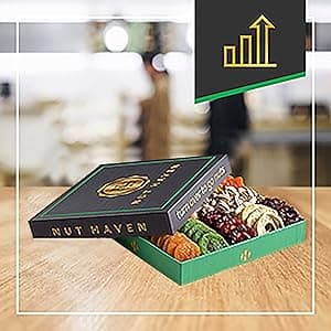 Holiday Christmas Dried Fruit & Nuts Gift Basket - Fresh Dried Fruit & Nuts Gift Basket - Assorted Food Gift Box for Christmas, Holiday, Family, Sympathy, Men & Women.