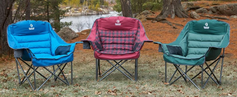 Guide Gear Oversized Extra Large Padded Camping Chair, Portable, Folding, Large Camp Lounge Beach Chairs for Outdoor, Adults, Men and Women, Heavy-Duty 400 Pound Capacity, with Cup Holder Blue