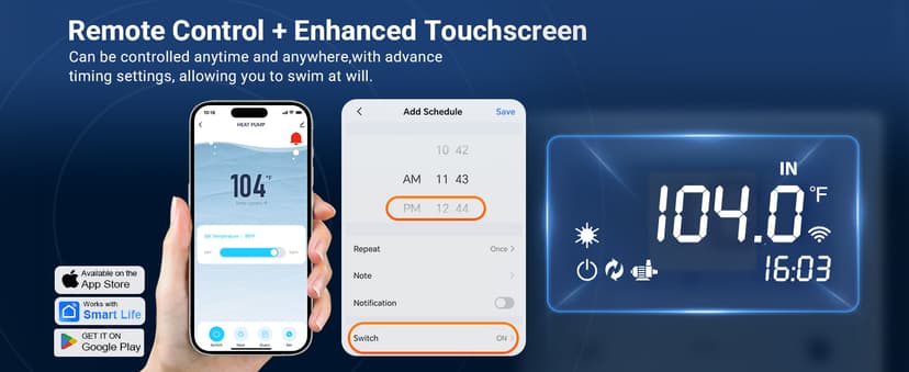30,000 BTU Electric Pool Heater for Above Ground Pool Swimming Pool Heat Pump Inground Pool Heater 120V 8,000 Gallon Heating or Cooling WiFi Control Schedule