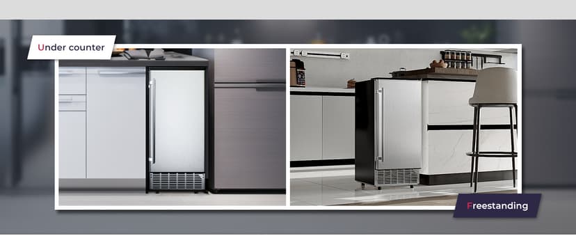 ICYGLEE Commercial Under Counter Ice Maker Machine with Drain Pump, 100Lbs/Day with 24lbs Storage, Built-in Freestanding Ice Maker, Self-Cleaning, 24H Timer, for Commercial & Home Use. (Stainless)