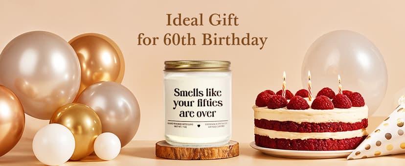 Niyewsor 60th Birthday Gifts for Women Men, Sixty Birthday Candle, 1965 60th Birthday Decorations for Woman Men, 60 Year Old Bday Gifts for Friends, Sister, Mom, Dad, Handmade, 7oz