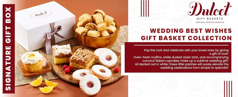 Dulcet Gift Basket – Premium Freshly Gourmet Baked Goods – Gift Basket for All Types of Special Occassions - Assorted Variety of Tastes with Delicious Brownies, Crumb Cakes Rugelah, and Muffins.