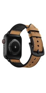 OUHENG Leather Bands Compatible with Apple Watch Band 49mm/46mm/45mm/44mm/42mm, Genuine Leather Strap Compatible with iWatch Ultra 3/2/1 & Series 11/10/9/8/7/6/5/4/3/2/1 & SE3 SE2 SE, Black/Black