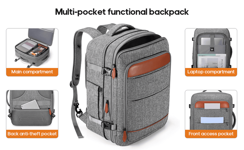 Bagsure Travel Backpack Carry On Backpack 42L Flight Approved, Expandable Laptop Backpack with Packing Cubes & Shoe Pocket, Water Resistant Luggage Backpack for Men Women, TSA Approved, Large Backpack