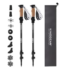 KINGGEAR Nordic Walking Stick, TP1 Hiking Poles Retractable Lightweight 7075 Aluminum, Trekking Poles with Flip Lock, Natural Cork and EVA Grip, 2pc Hiking Gear