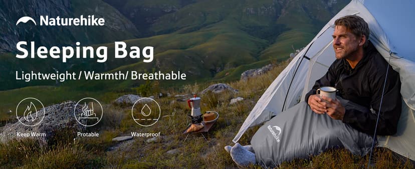 Naturehike Lightweight Compact Sleeping Bag, 59℉/32℉ Envelope Ultralight Backpacking Sleeping Bag Portable, Waterproof with Compression Sack for Cold&Warm, Camping, Traveling, Hiking