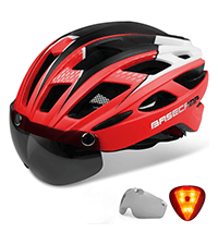 Bike Helmet, Basecamp Bicycle Helmet with Rear Light & Detachable Magnetic Goggles Lightweight Cycling Helmet Adjustable for Adult Men Women Mountain & Road (BC-069)