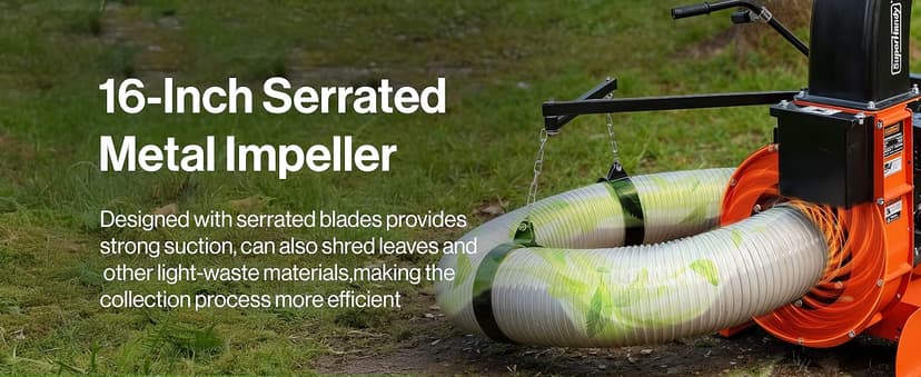 SuperHandy Truck Loader Leaf Vacuum – 15HP Electric Start Engine, Serrated Metal Impeller, Hitch or Tailgate Mount, Commercial Debris Vacuum for Lawn & Landscape Cleanup