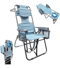 Outdoor Tanning Chair with Sun Canopy Shade & Face Hole, Folding Lounge Chair with Beach Table and Carry Bag for Poolside Sunbathing Lawn