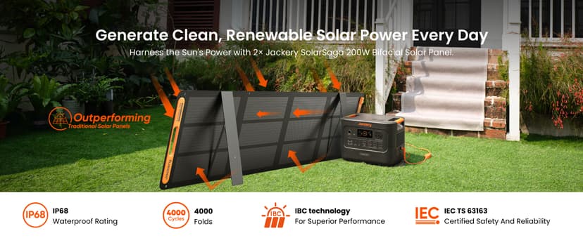 Jackery HomePower 3000 Portable Power Station with 2x 200W Solar Panels, 3600W (Surge 7200W) Output, 3072Wh LFP Battery Solar Generator, Essential Backup for Home Use, Power Outage, RV, Emergencies
