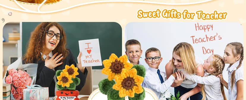 Help Me Grow Teachers Day Graduation Small Handmade Crochet Sunflower Last Day of School Valentines Easter Gift for Teacher Teacher Back to School Christmas Appreciation Gifts Thank You Teacher B0F21M6HP4