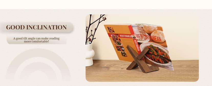Wooden Cookbook Holder, Rustic Cook Book Holder Stand - Rustic Brown - 1 Set PUERSI Cookbook Stand for Kitchen, Recipe Book Holder for Kitchen Counter B09V57Y5NV