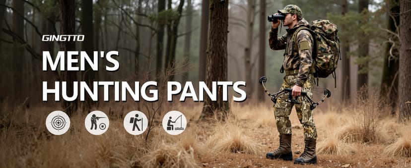 GINGTTO Men's Hunting Pants Camo Cargo Tactical Pants Lightweight Insulated Clothes Brush