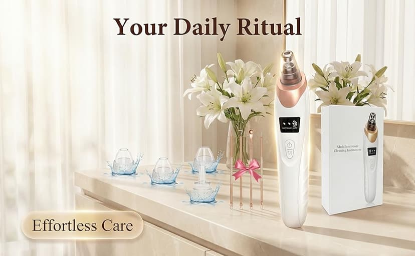 2026 Pore Vacuum, USB Rechargeable Blackhead Remover Vacuum,3 Levels Adjustable Pore Vacuum Blackhead Remover, with 5 Suction Power,6 Probes,Face Vacuum Pore Cleanser for Women & Men-White