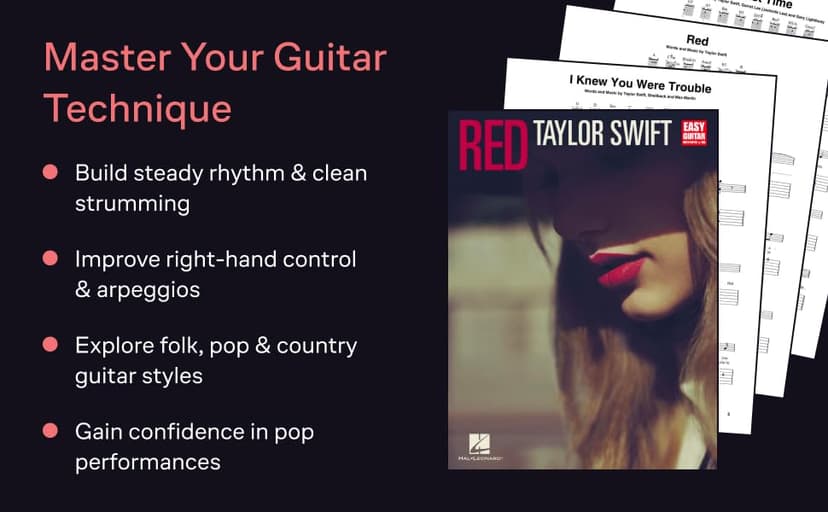 Taylor Swift: Red - Easy Guitar Sheet Music Book with Notes and Tablature | Beginner Guitar Songbook for Students and Teachers | Pop Country TAB Method Book for Learning and Practice