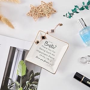 Birthday Gifts for Women Best Friend - to My Bestie Jewelry Dish Trinket Tray, Unique Friendship Gifts for Women Female Friend Christmas Valentines Mother's Day