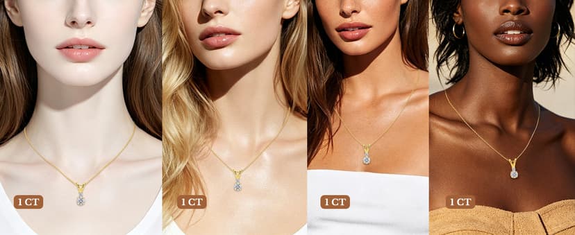 18+2" Chain S925 Sterling Silver with 18K Gold Filled|Womens Jewelry Gift for Christmas Valentines Mothers Day with Wife Card Moissanite Necklaces for Women|1-2CT D-VVS1 Gifts for Wife w/LED Box B0GVNG77SZ